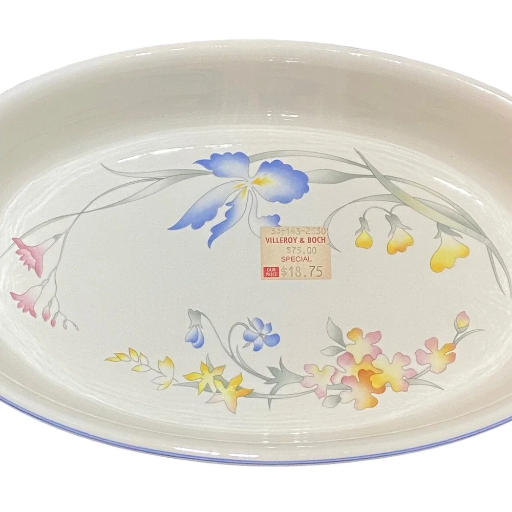 Villeroy & Boch Riviera Vilbofour Oval Baker Porcelain Floral Baking Dish 12 in